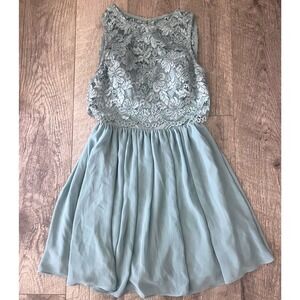 City Studio Kids Lace Chiffon Party Dress Dusty Blue Sage Green Size 5 Formal